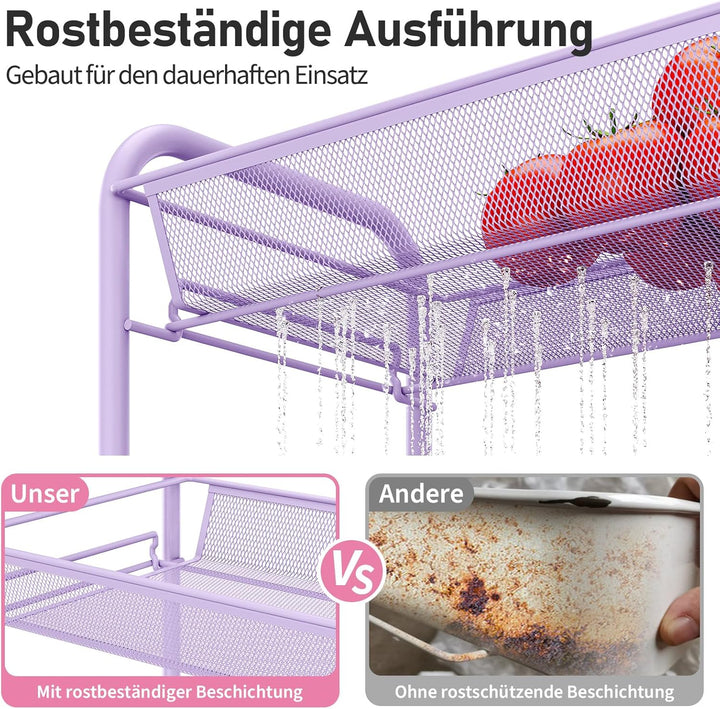 Urackify 4-stöckiger Rollwagen, Multifunktionaler mobiler Küchenwagen für Bad, Küche & Waschküche. R