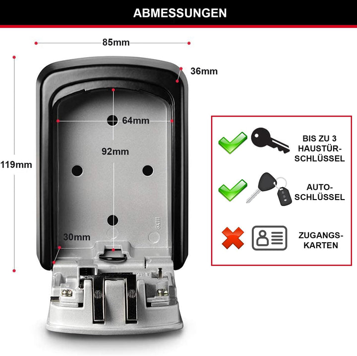 Master Lock Schlüsseltresor, Wandhalterung, Aussen, 11.9 x 8.5 x 3.6 cm, Schlüsselsafe Medium - Wand