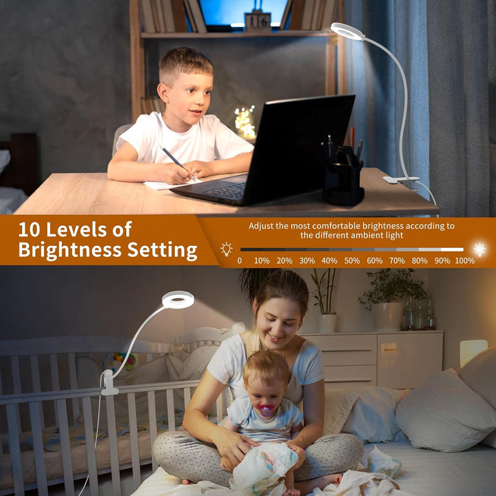 iZELL 23 LED Leselampe Bett Dimmbar -【3 Modi & 10 Helligkeitsstufen】 Augenschutz Klemmlampe mit 70cm