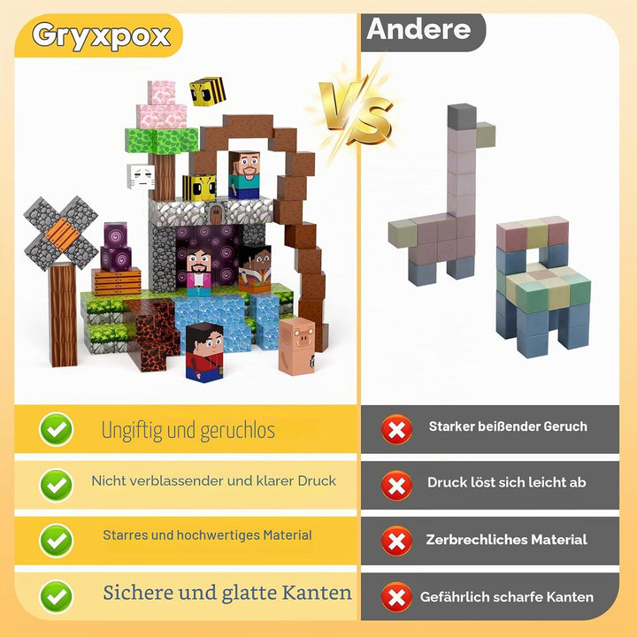 Magnetische Bausteine, Magnetbausteine mit Abenteuerwelt, Magnetfliesen für Kinder ab 3–8 Jahre, STE