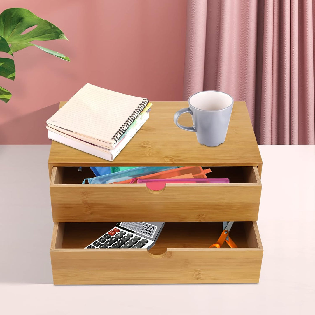 Schreibtisch Organizer, Schreibtischbox Schubladen Büromaterial,2 Schubladen,Curved Nut Griff,für To