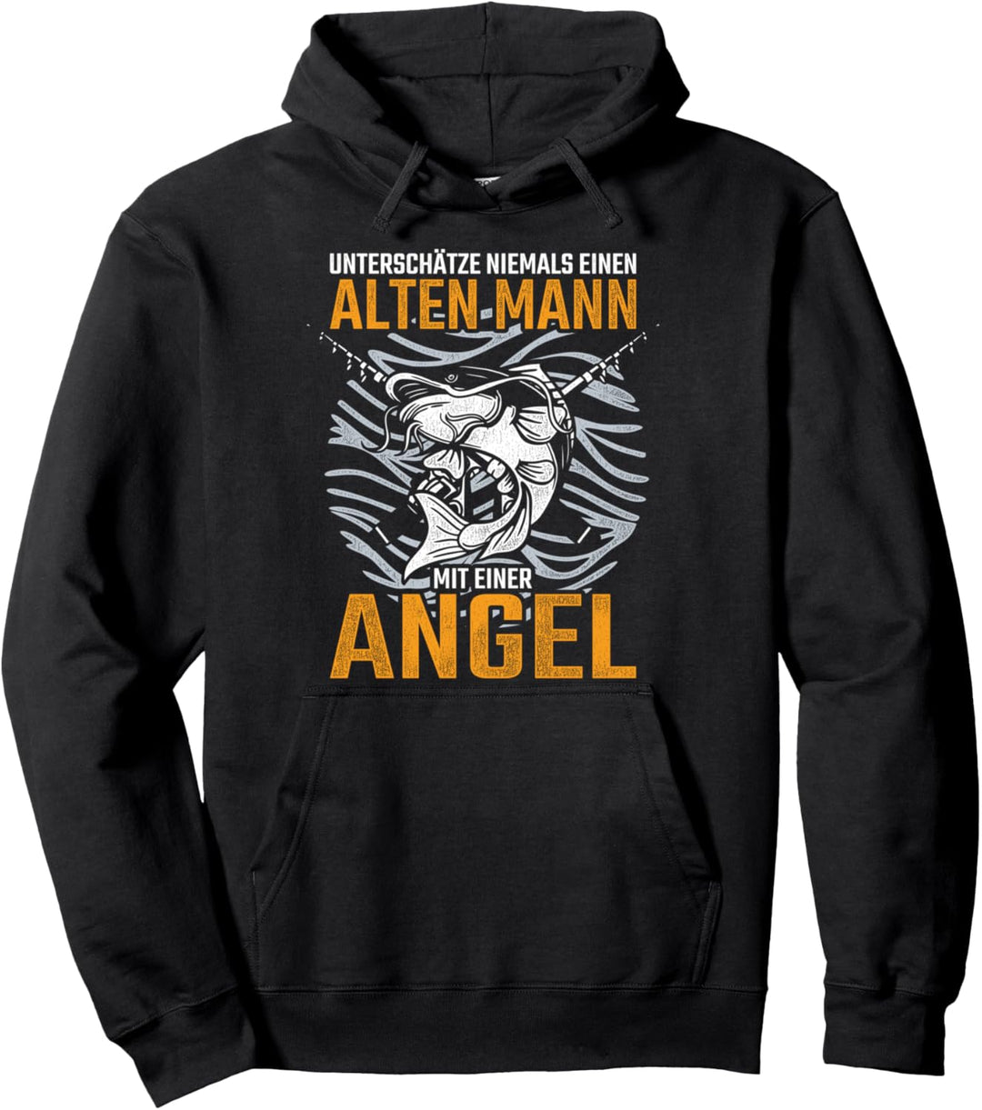 Unterschätze niemals einen alten Mann mit einer Angel Angeln Pullover Hoodie
