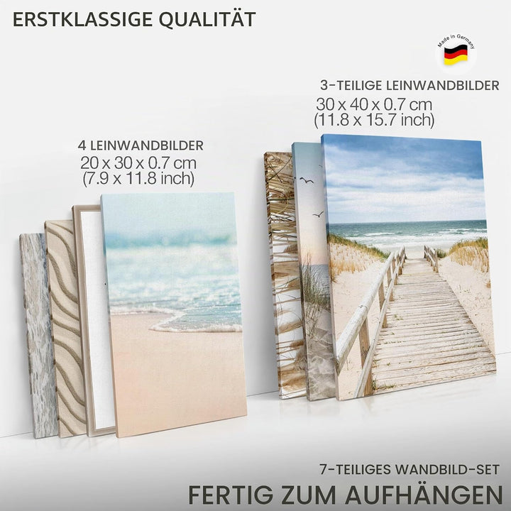 Novart Wandbilder Meer - KOMPLETT AUFHÄNGFERTIG - Paradies Strand Wohnzimmer Schlafzimmer- 7 Moderne