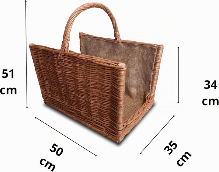 Ogrodzenia Wiklinowe Grosser Kaminholzkorb 50 x 35 cm Holzkorb für Kaminholz - Design Henkelkorb Gef
