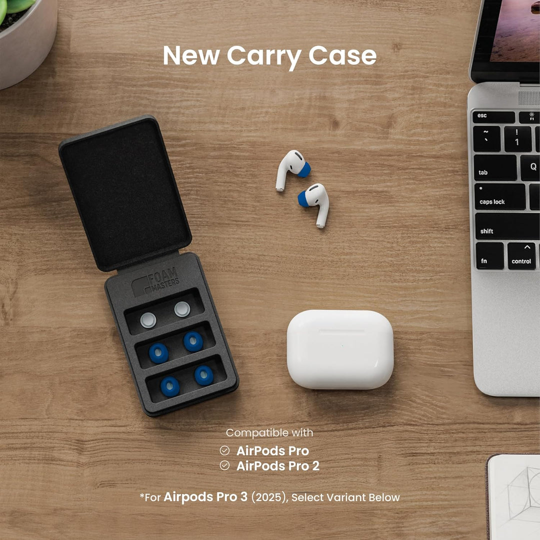 Foam Masters Ohrstöpsel aus Memory-Schaum für AirPods Pro 1. und 2. Generation, 3 Paar, neue Version