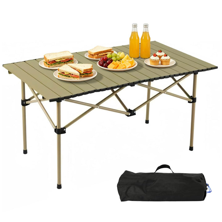 Campingtisch Faltbar 95x56x50cm - Aufrollbare Tischplatte mit Tragetasche - Kohlenstoffstahl Gestell