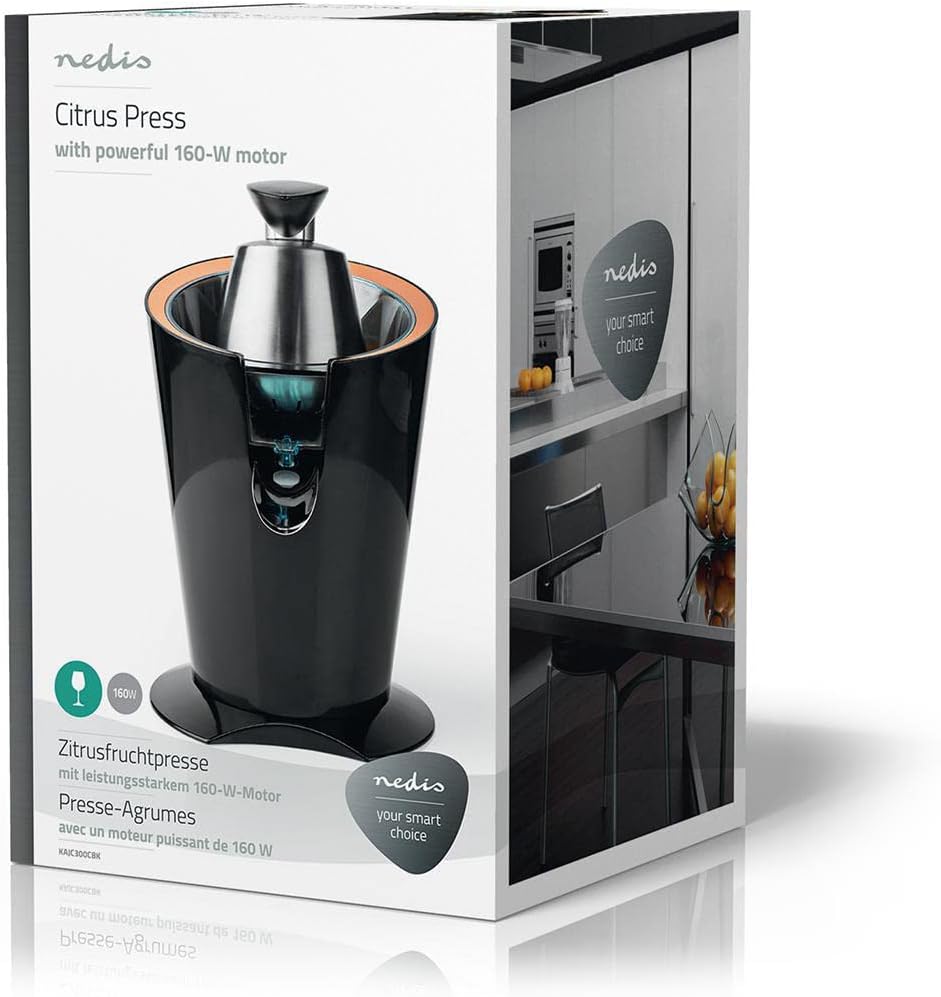 NEDIS Kajc300CBK Zitruspresse aus Glas, 160 W, Schwarz