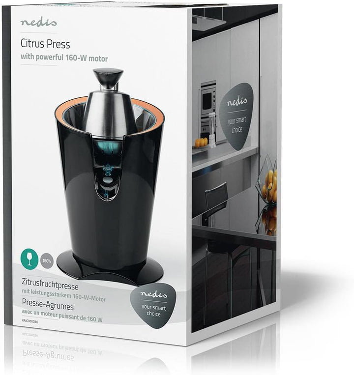 NEDIS Kajc300CBK Zitruspresse aus Glas, 160 W, Schwarz
