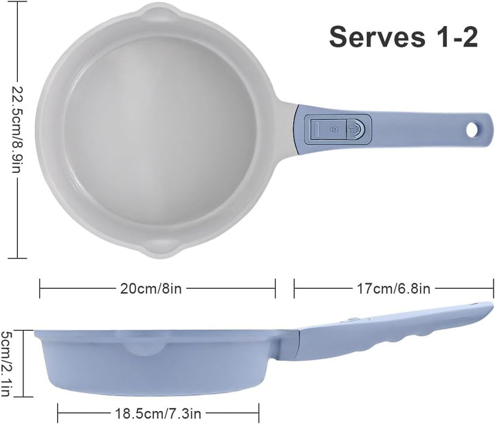 AIKENBBKK keramik pfanne 20 cm mit Deckel, Antihaft Keramikbeschichtung Bratpfanne 20 cm mit Abnehmb