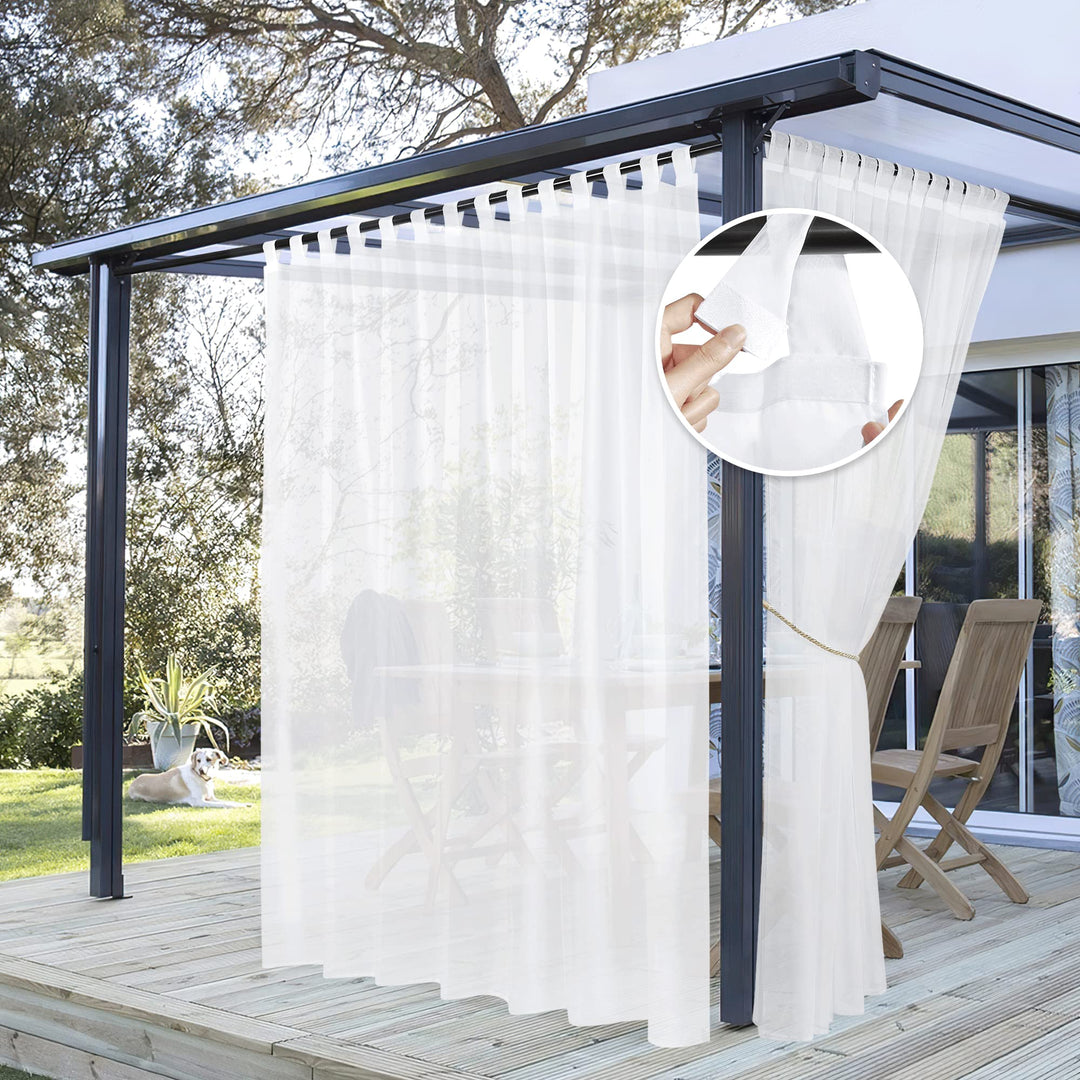 PONY DANCE Outdoor Vorhang Wasserdicht 1er Set H 274 x B 254 cm Outdoor Gardinen Weiss Transparent P