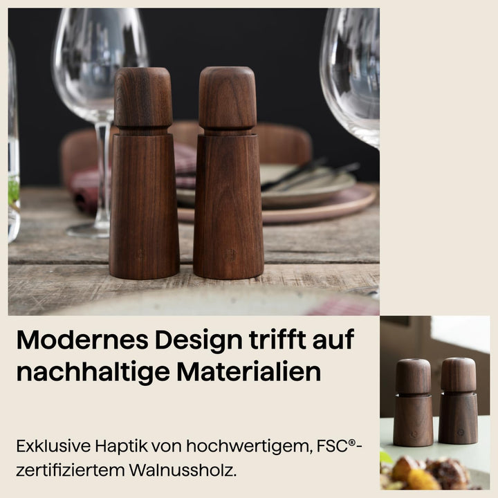 CrushGrind - STOCKHOLM Pepper Mill Walnut 17 cm 168 mm (1er Pack) Black, 168 mm (1er Pack) Black