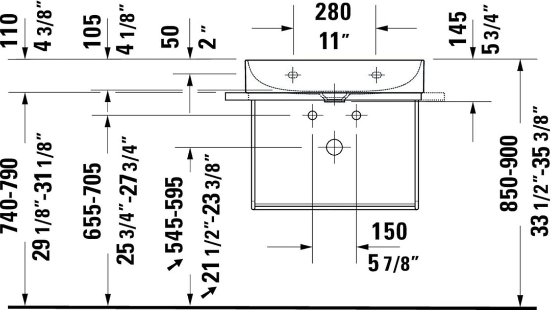 Duravit Möbelwaschtisch Compact DuraSquare 60x40cm, o. ÜL, m HLB, o. HL, we WG