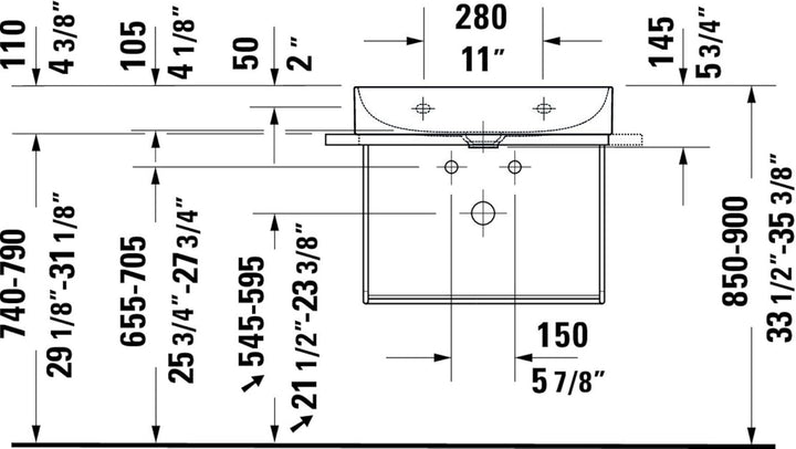 Duravit Möbelwaschtisch Compact DuraSquare 60x40cm, o. ÜL, m HLB, o. HL, we WG
