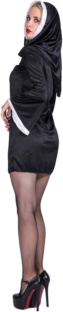 EraSpooky Damen Nonne Klosterfrau Kostüm Faschingskostüme Cosplay Halloween Party Karneval Fastnacht