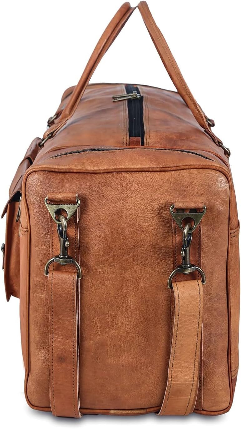 ALASKA EXPORTS Harvey Echtes Leder Holdall Duffel Gym Weekender Gepäck Reise Schulter Vintage Tasche