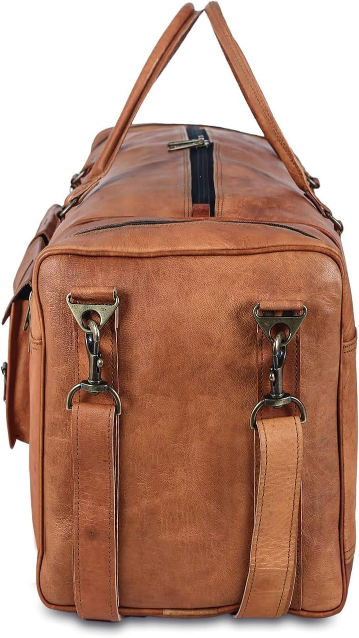 ALASKA EXPORTS Harvey Echtes Leder Holdall Duffel Gym Weekender Gepäck Reise Schulter Vintage Tasche