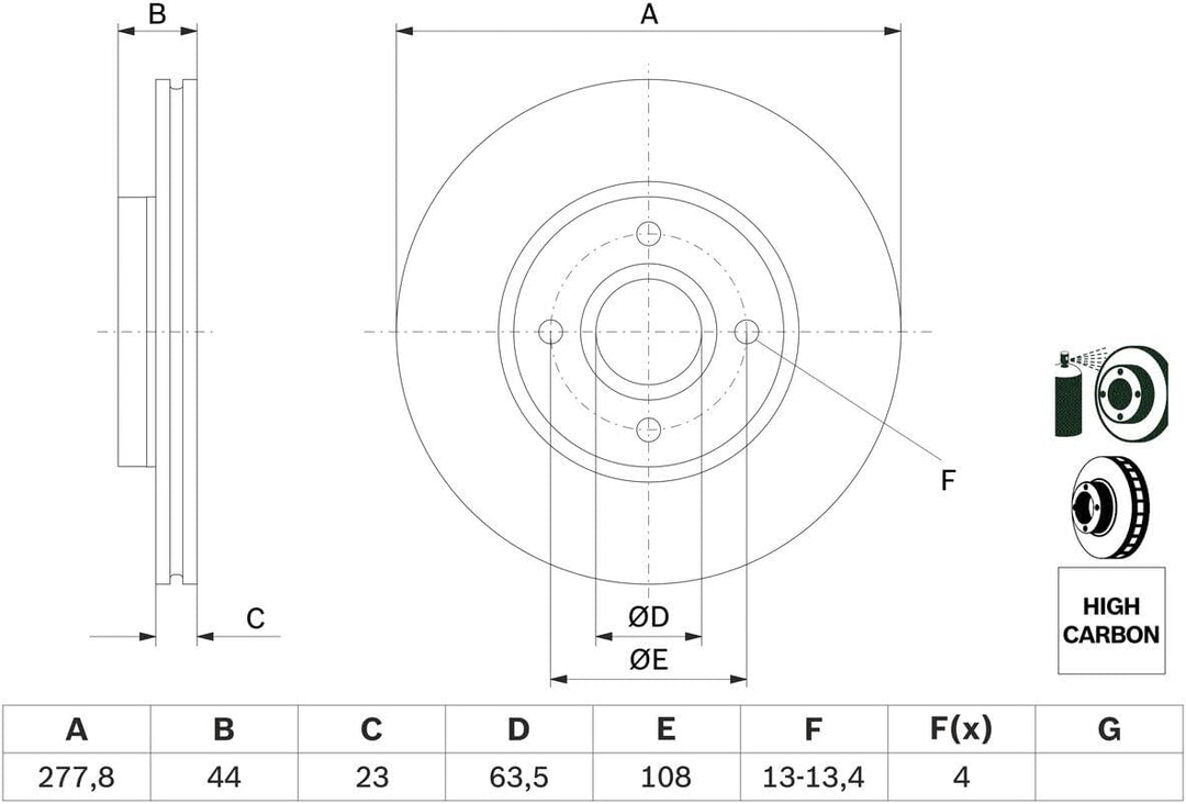 Bosch BD1676 Bremsscheiben - Vorderachse - ECE-R90 Zertifizierung - zwei Bremsscheiben pro Set