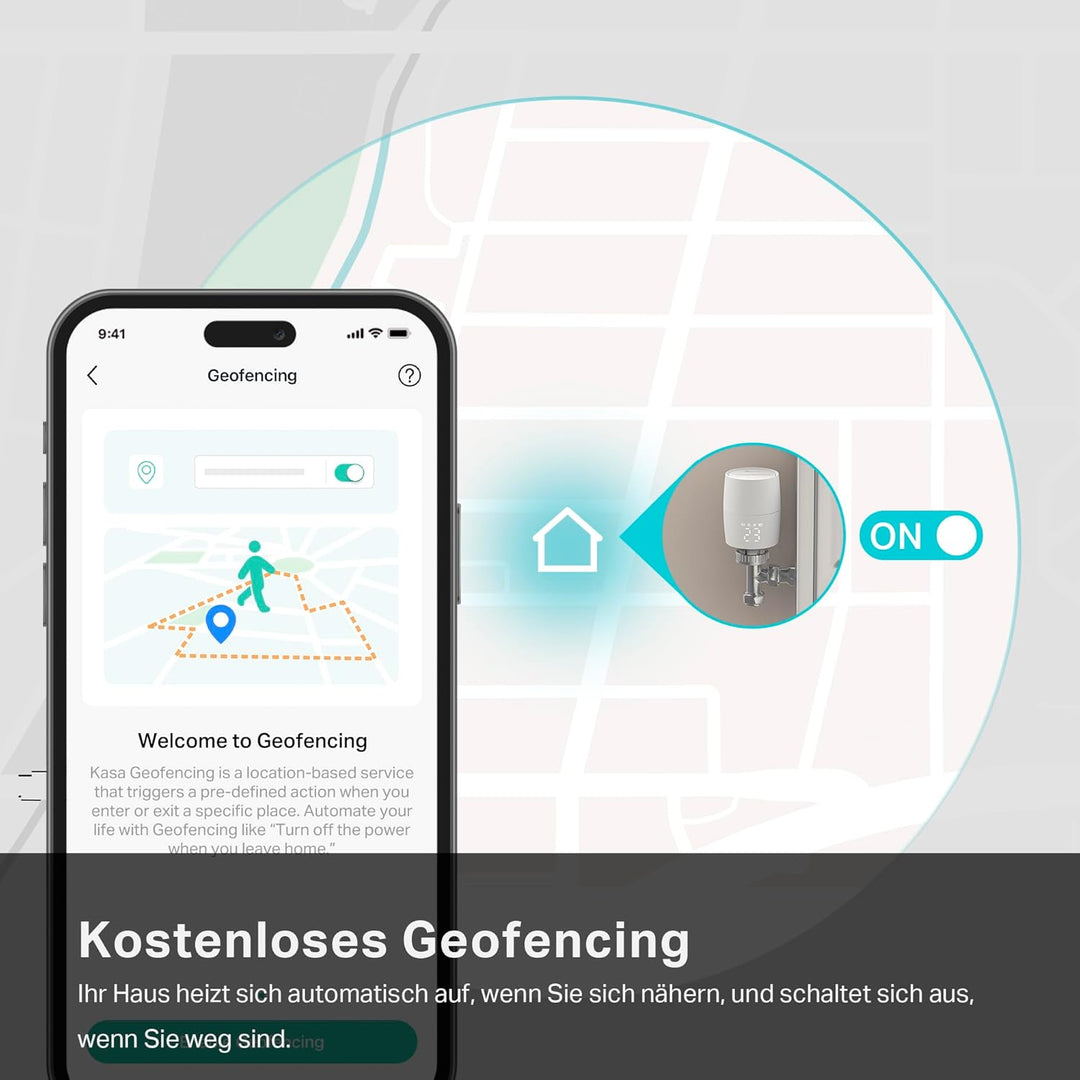 Kasa Smartes Heizkörperthermostat KE100 KIT, thermostat heizung digital mit Hub, Energiesparen, Zeit