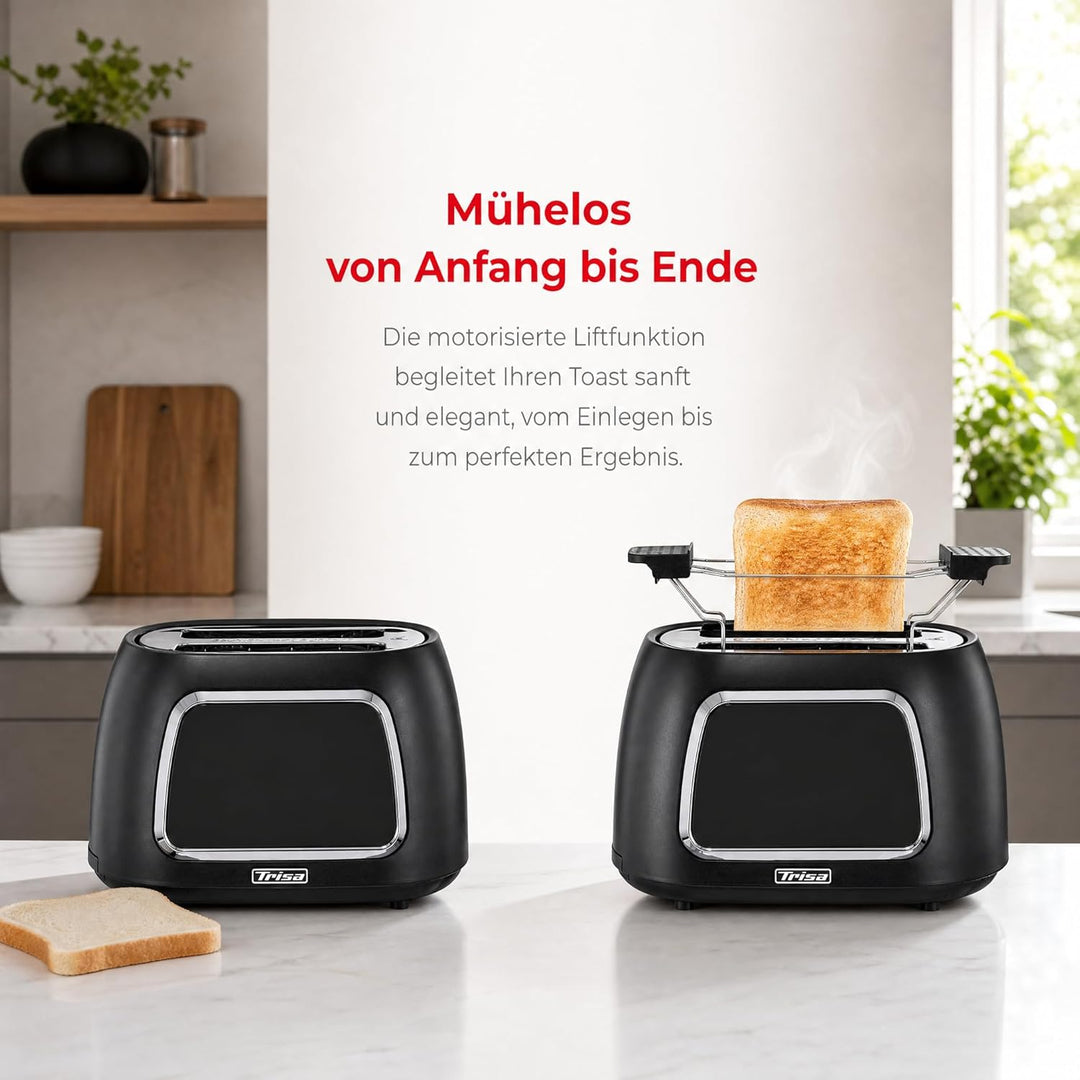 Trisa Toast IT! Digitaler Toaster 2 Scheiben 800W – Moderner Touchscreen Toaster mit Brötchenaufsatz