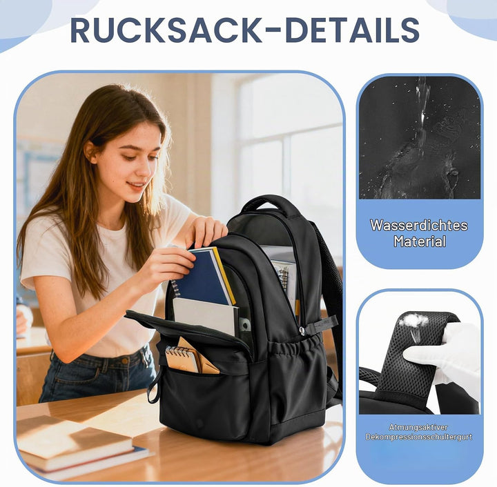 Schulrucksack Damen,Causal Schultasche Mädchen Teenager, Laptop Rucksack Damen Schulmädchen Casual T
