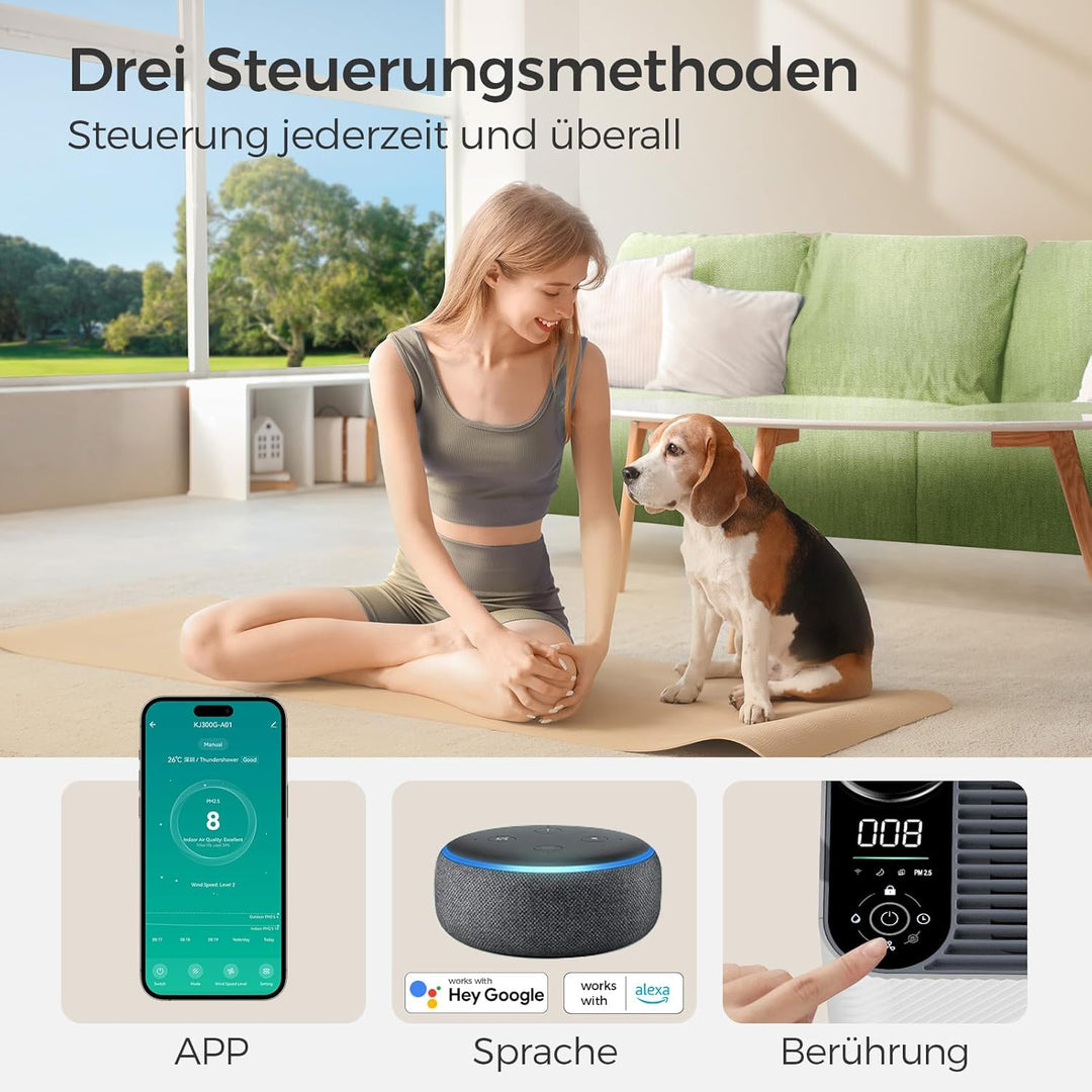 Luftreiniger Allergiker für Wohnung Raucherzimmer, HEPA Luftfilter gegen Schimmel Staub Pollen Tierh