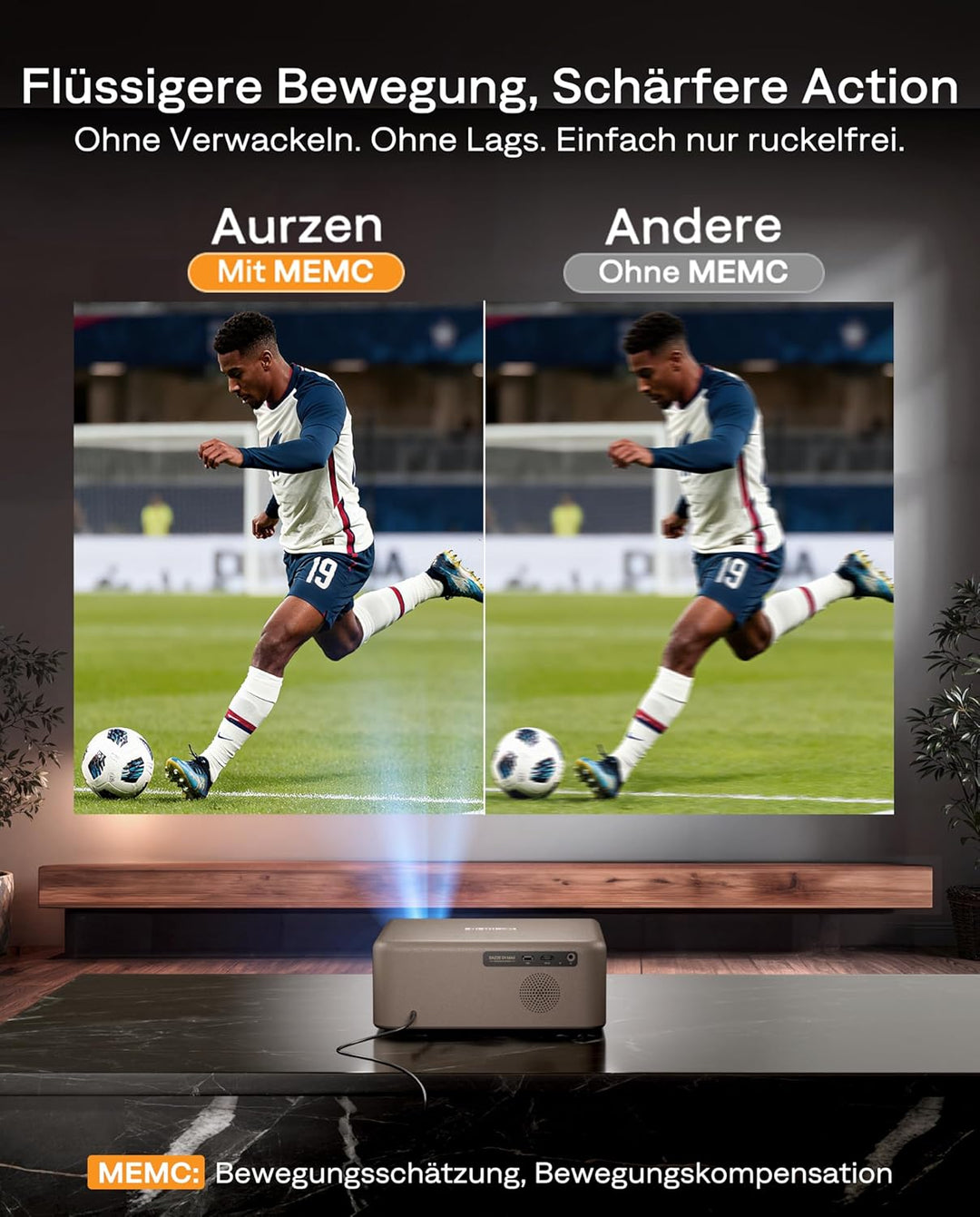 Aurzen EAZZE D1 MAX Beamer mit Google TV 14.0 & Netflix, 4K Unterstützt, Smart Projektor mit 1000 AN