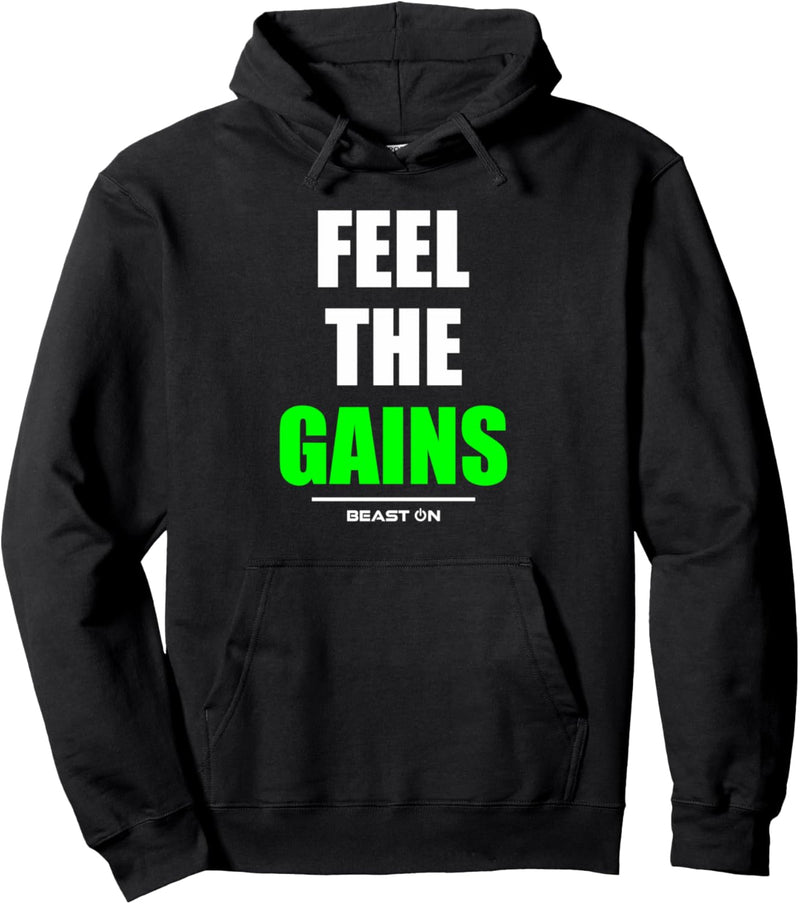 Feel the Gains Bodybuilding Gains Gym Fitness Workout Grün Pullover Hoodie