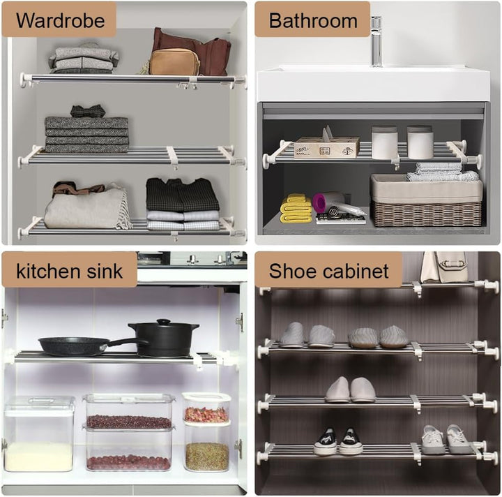 Hershii Erweiterbar Regalteiler Teleskop Garderobensystem Regal Wandmontiertes Aufbewahrungsregal fü