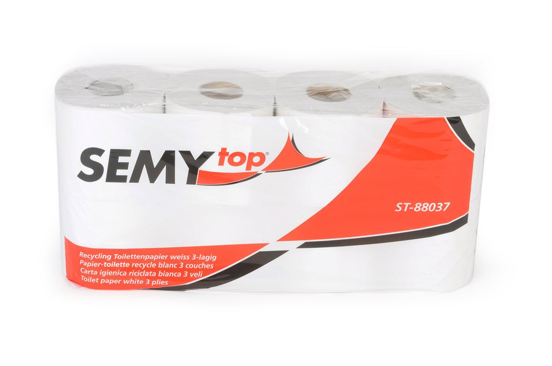 Semy Top Toilettenpapier 3 lagig 250 Blatt Recycling weiss, 7er Pack (7 x 8 Stück)