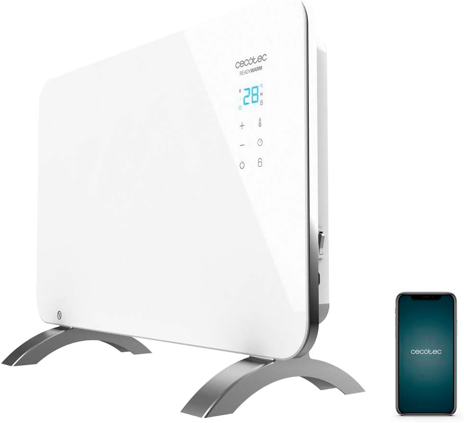 Cecotec Heizkonvektor mit Glasplatte Ready Warm 6650 Crystal Connection. 1000 W, WiFi-Steuerung , ei