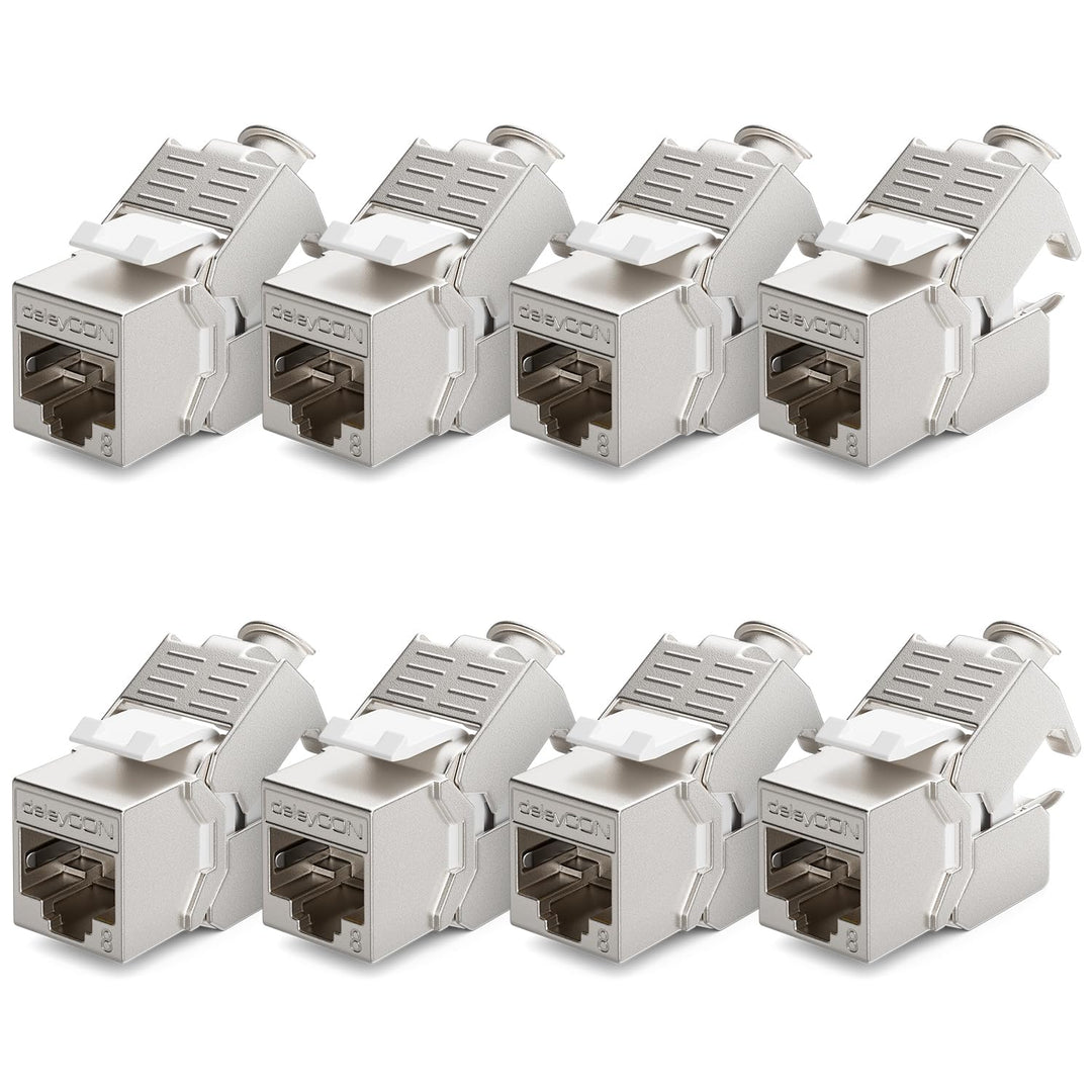 deleyCON 8x CAT 8 Keystone Jack Modul Patchkabel Netzwerkkabel Optimal für CAT8 CAT7 CAT7a Verlegeka
