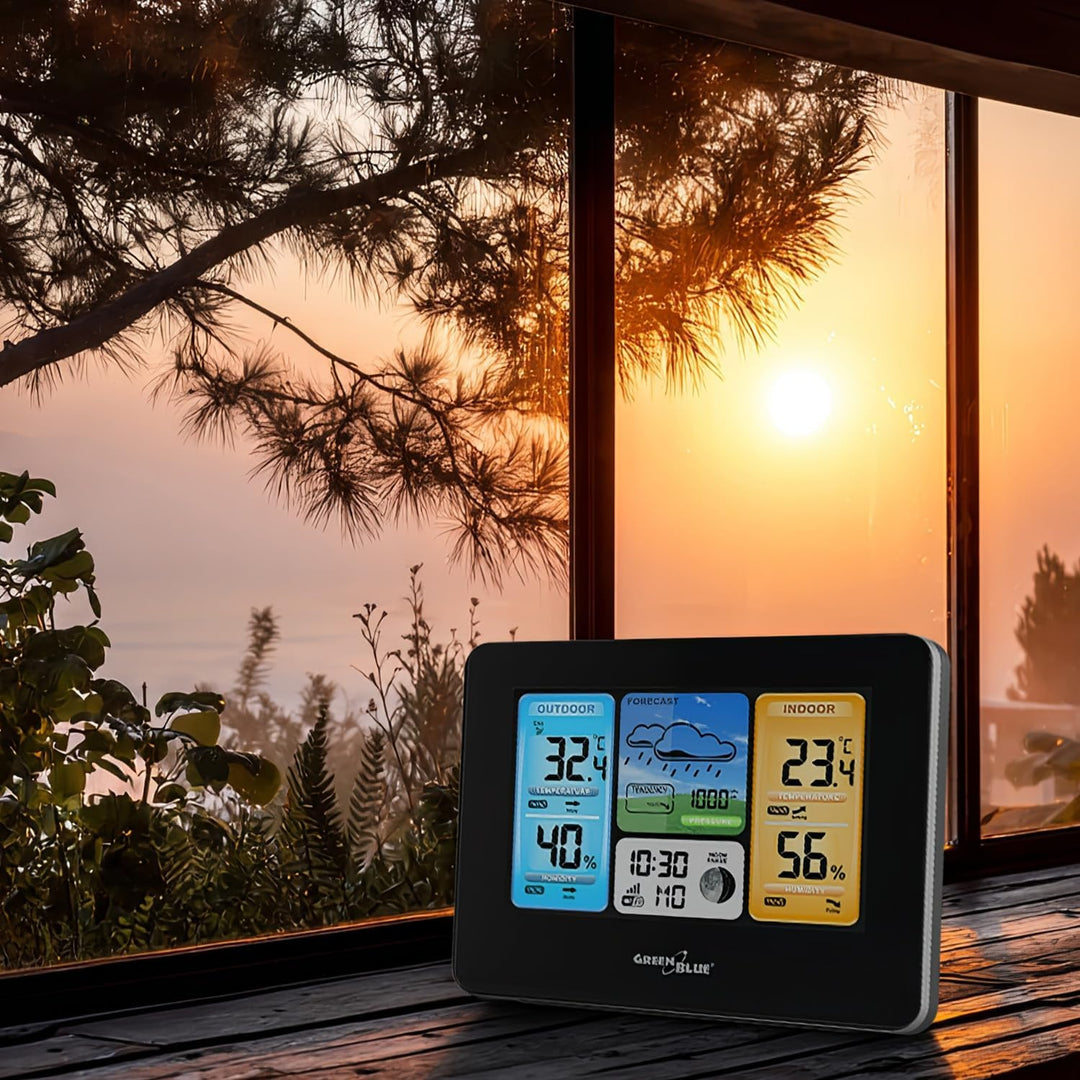 GreenBlue GB522 Wetterstation mit Wettertrendvorhersage WiFi App Funk Wetterstation mit Aussensensor