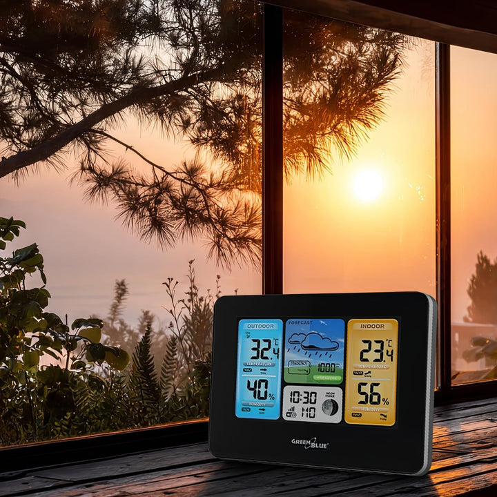 GreenBlue GB522 Wetterstation mit Wettertrendvorhersage WiFi App Funk Wetterstation mit Aussensensor