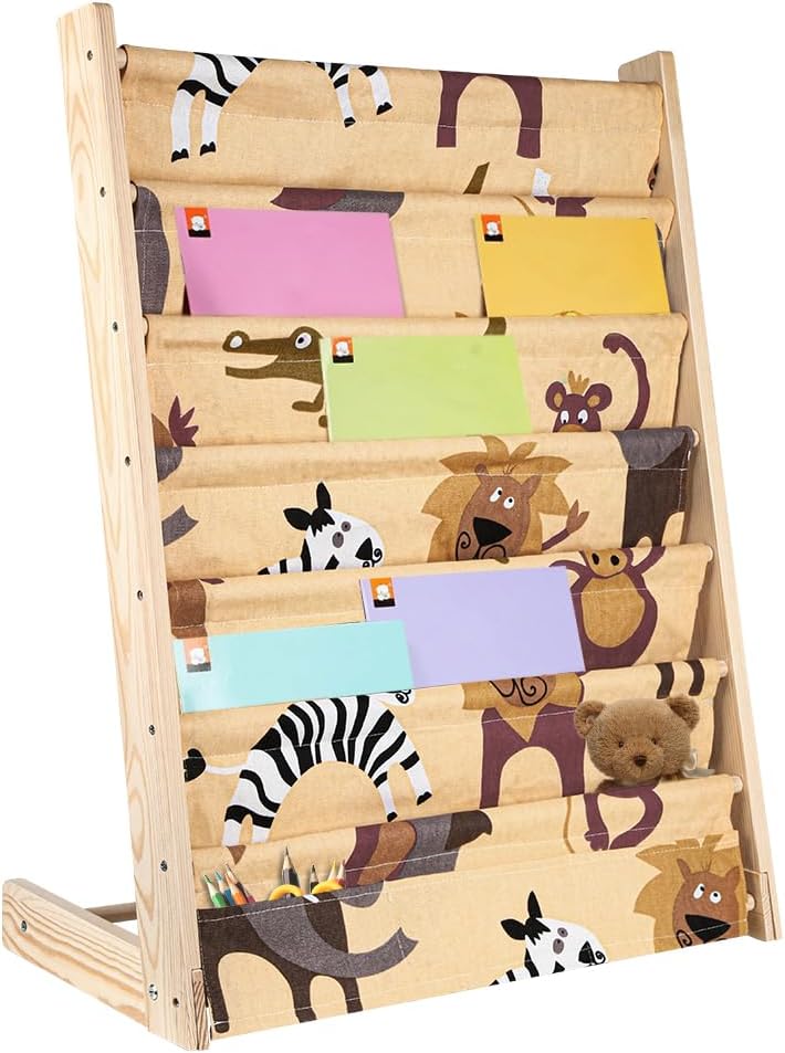 Bücherregal für Kinder, Bücherregal mit 7 Ebenen, Schulbedarf für Kinderzimmer, Kindertagesstätte, K