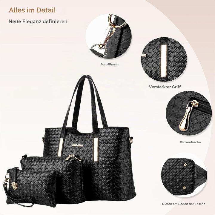 NICOLE &amp; DORIS Damen Handtaschen 3 Stück Handtasche Set für Damen Totes Taschen Umhängetaschen Schul