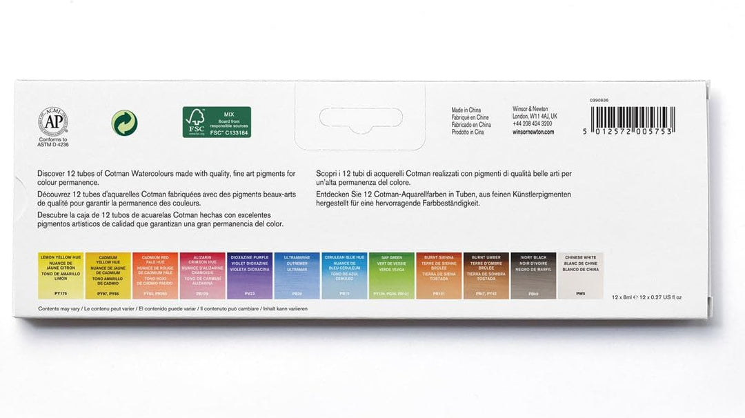 Winsor & Newton 0390636 Cotman Aquarellfarben Set, lebendige Wasserfarben mit hoher Lichtechtheit, g