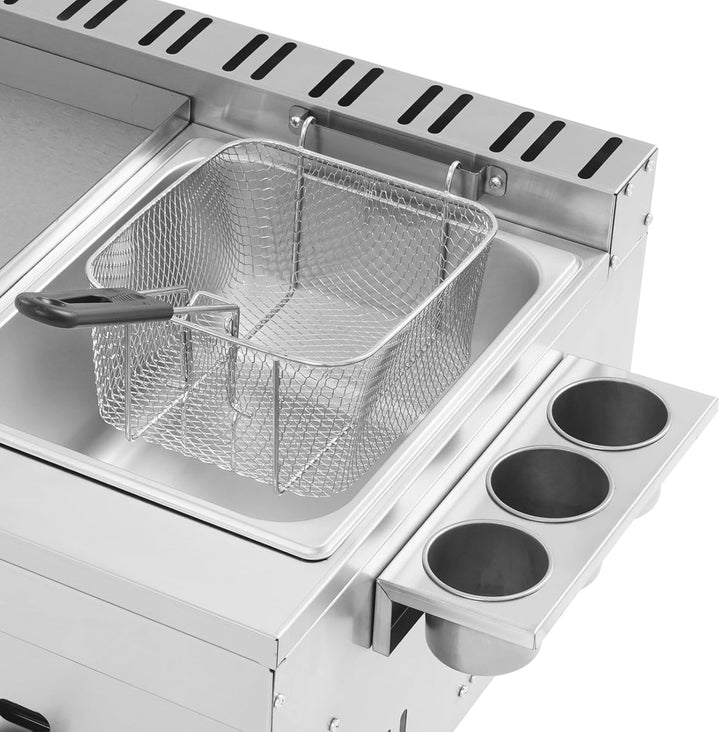 Elektrische Fritteuse Edelstahl 6L Kommerzielle Frittemaschine Mit Grill Griddle Frittenbank Rechtec