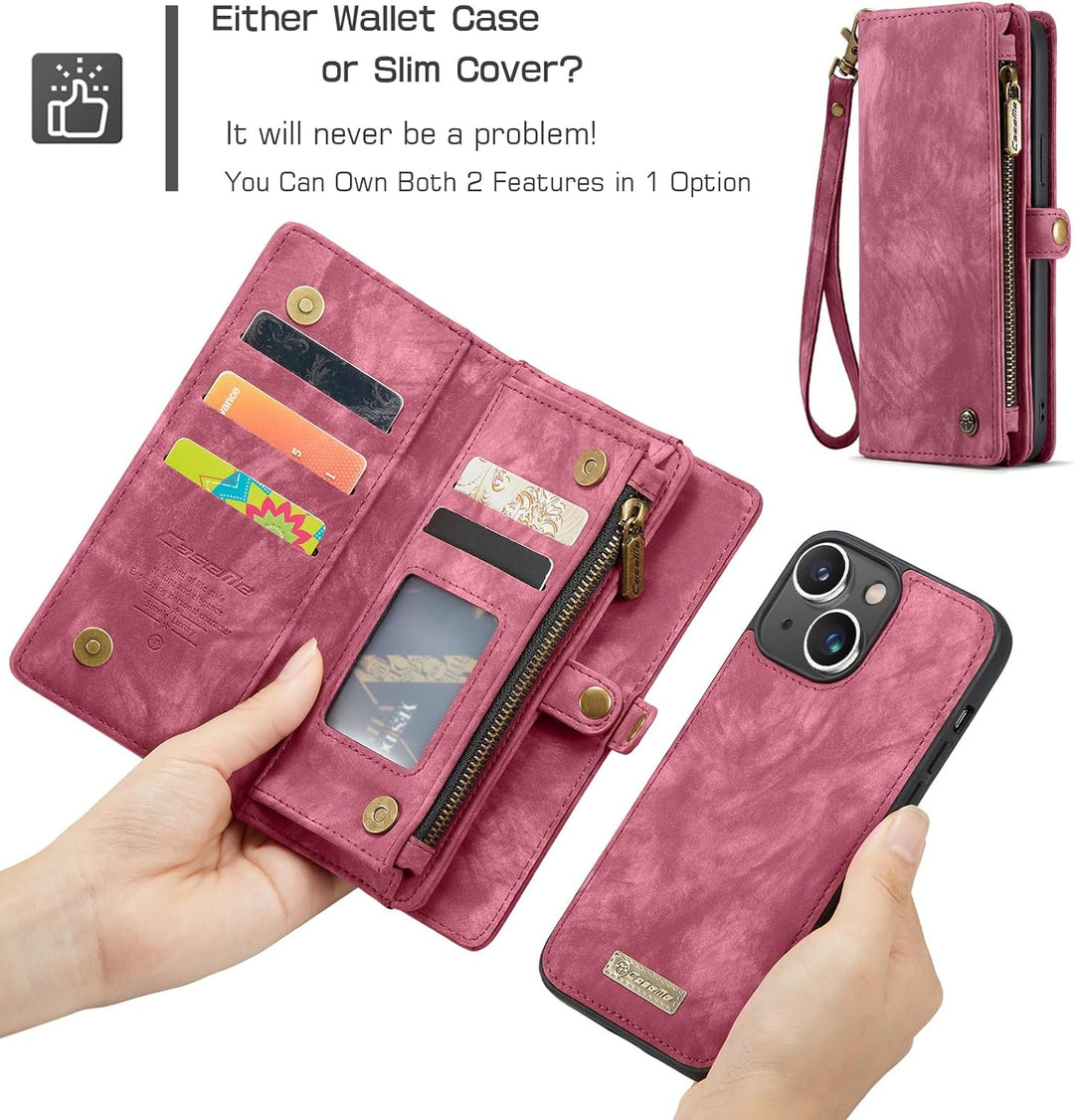 UFinetech für iPhone 15 Plus Hülle, Flip Leder TPU Stossfeste Kartenfach Tasche Handyhülle für iPhon