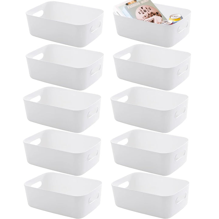 10 Stück Aufbewahrungsbox Kunststoff Aufbewahrungskorb Küchenschrank Organizer mit Griffen Korb Aufb