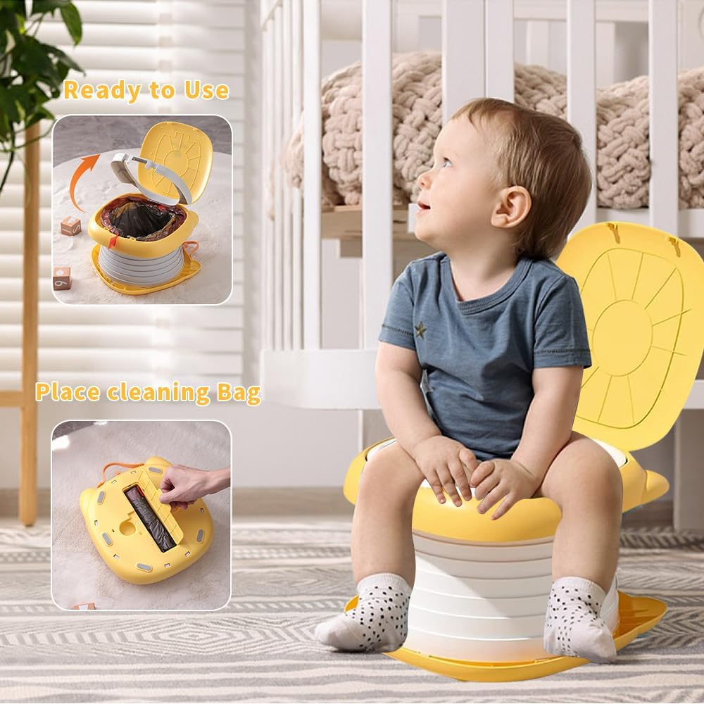 Klapptoilette für Kinder,Kindertoilette Tragbar,Kinder Reise Töpfchen,Töpfchen Faltbar,Tragbare Baby