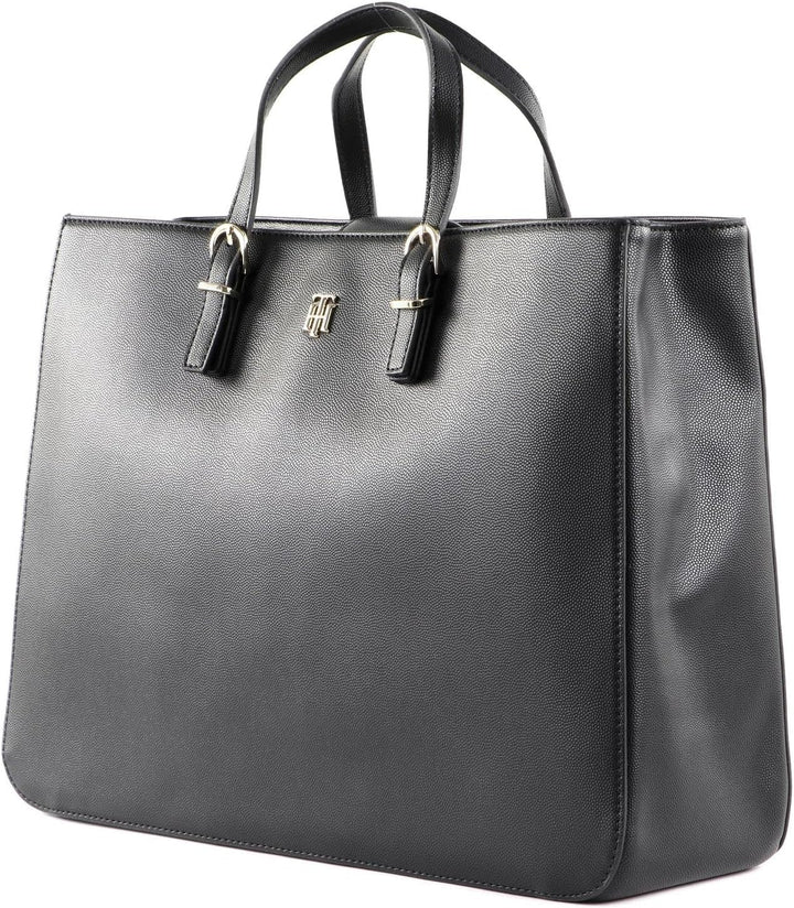 Tommy Hilfiger Damen Handtasche TH Timeless Work Bag aus Kunstleder Schwarz, Schwarz