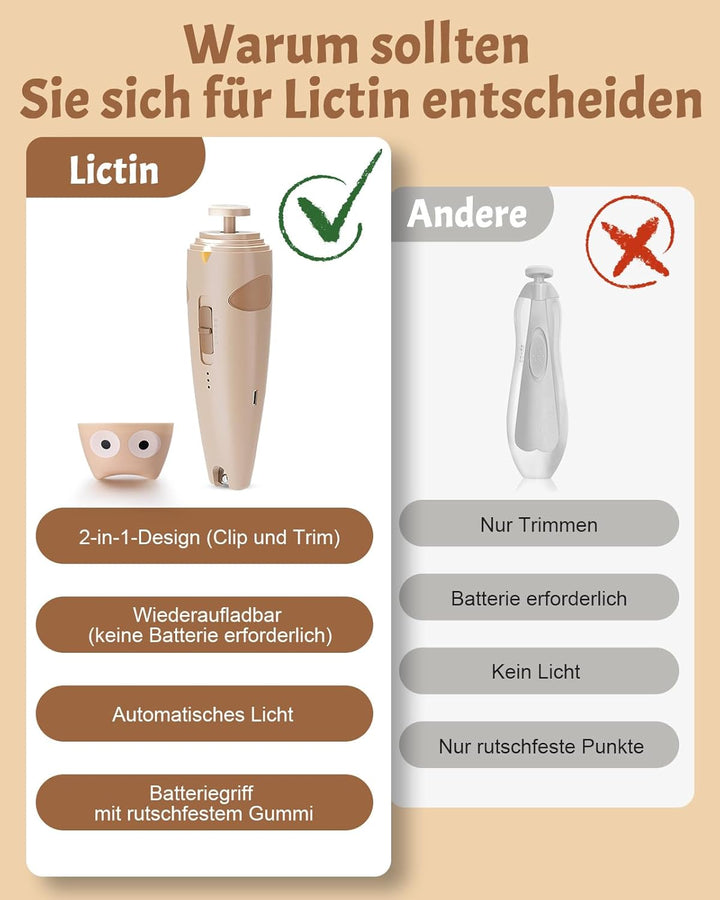 Lictin Baby Nagelfeile Elektrisch, Elektrische Nagelfeile mit 6 Schleifkopf, 26 in 1 Baby Nagelset m