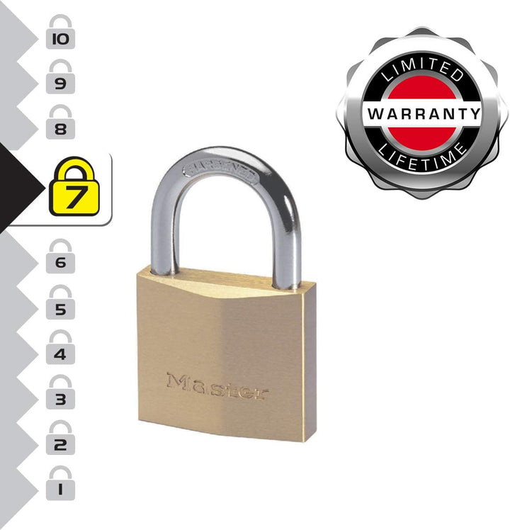 Master Lock 2950EURD Schlüssel Vorhängeschloss aus extradickem Massivmessing, Gold, 8,1 x 5 cm, 8,1