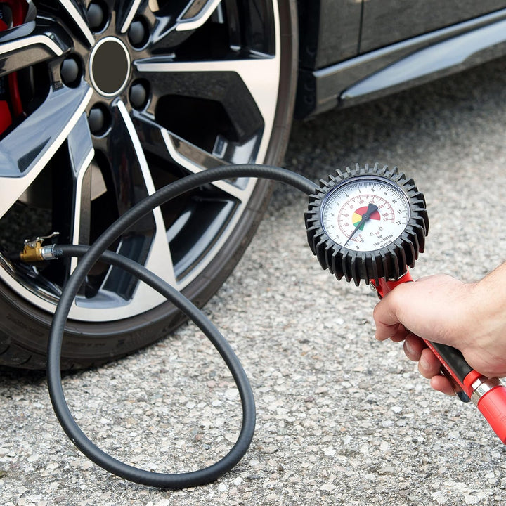 GAV Reifenfüller Messgerät mit WIKA 80mm Manometer (Standard) Profi Reifendruckprüfer Druckluft für
