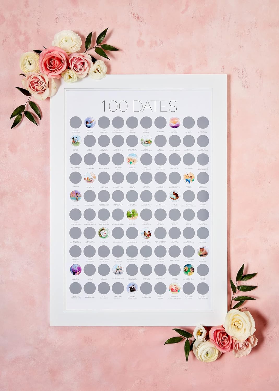 TBD 100 Dates Scratch Off Poster - Date Night Bucketlist Jubiläum für Paare, Date Night Ideen, Gebur