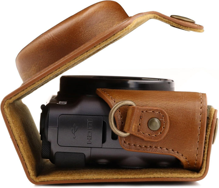 MegaGear MG1175 Canon PowerShot SX740 HS, SX730 HS Ever Ready Leder Kameratasche - Hellbraun, Hellbr