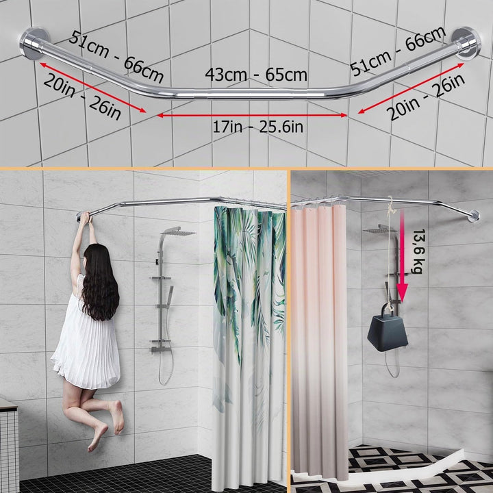 Sikaiqi Dehnbare 304 Edelstahl Diamant Form Badezimmer Badewanne Ecke Duschvorhangstange (Diamantfor