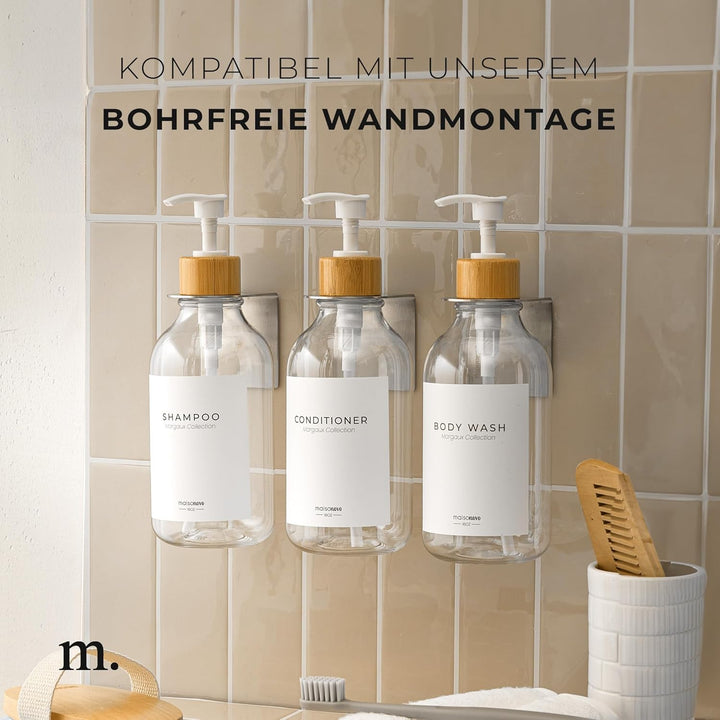MaisoNovo Shampoo Flaschen zum befüllen - Duschgel Spender - 500-ml-Set mit 3 transparenten Plastikf