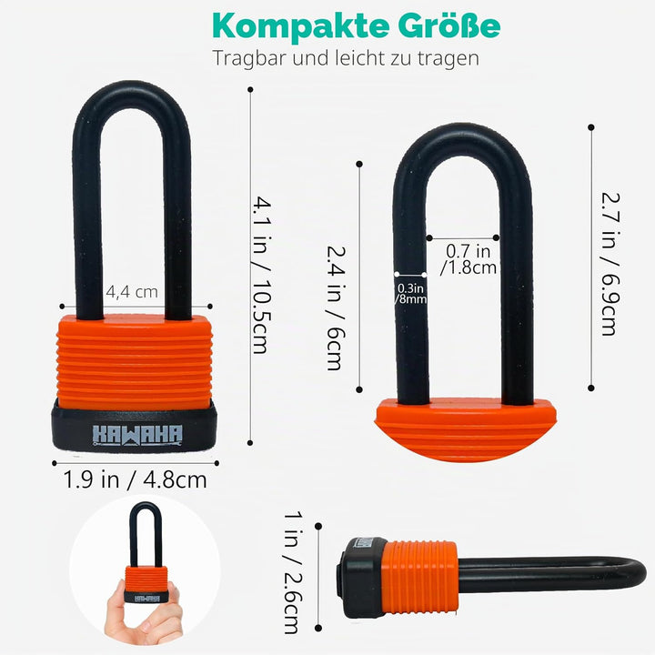 92/40L-2P Wasserdichte Aluminium-Vorhängeschlösser mit langem Bügel und Schlüssel (ultraleicht, glei