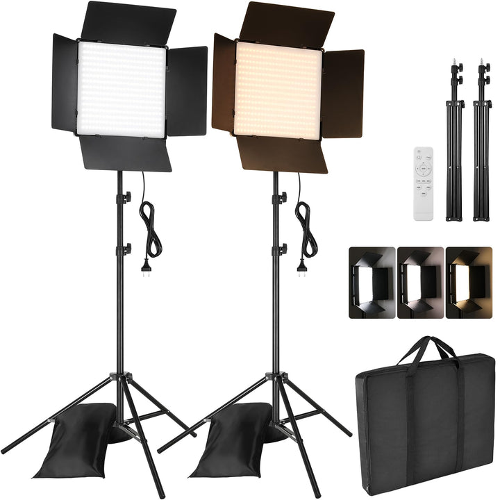 LED Videoleuchte, 2-Pack zweifarbige Studioleuchten, 720 LEDs Video Streaming Licht mit Fernbedienun
